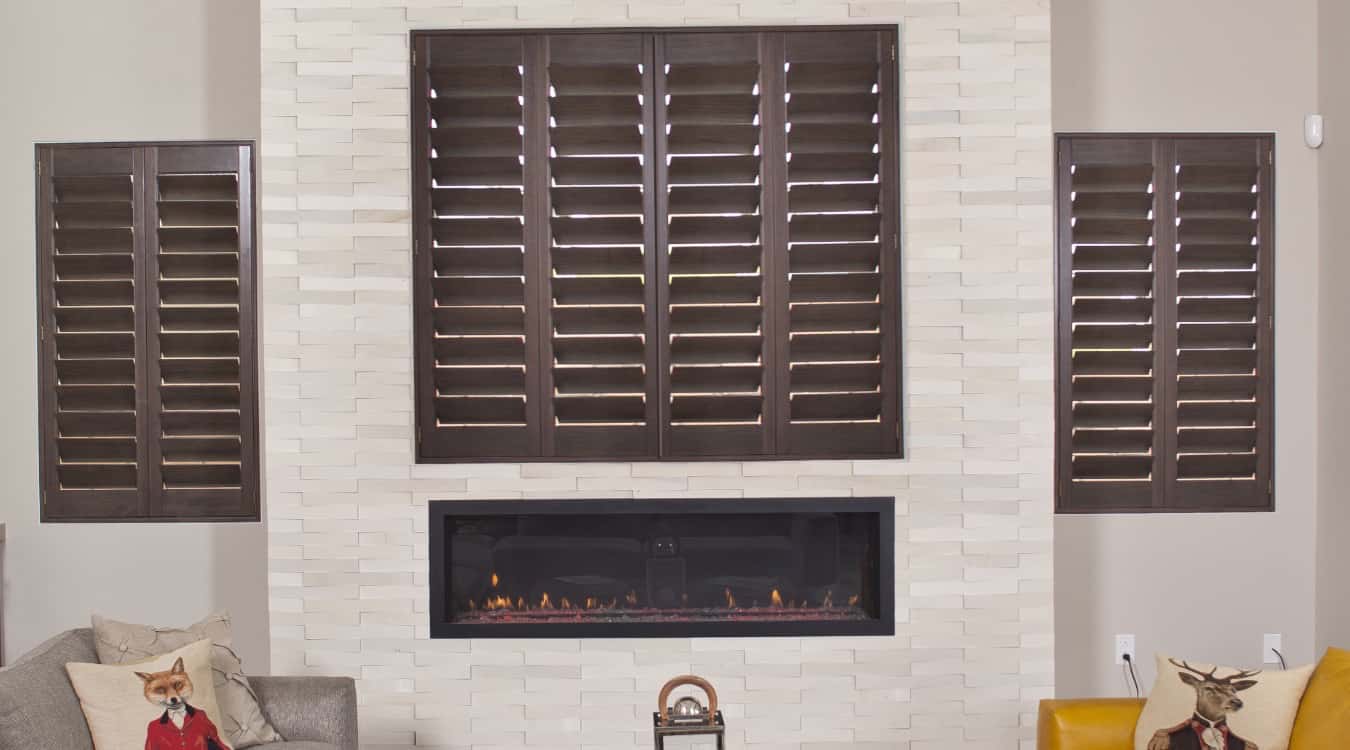 Hardwood shutters in living room