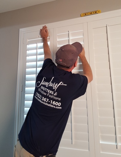 Shutter installation in St. George bedroom.