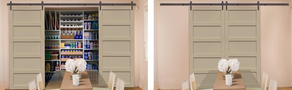 Sliding barn doors used as pantry doors