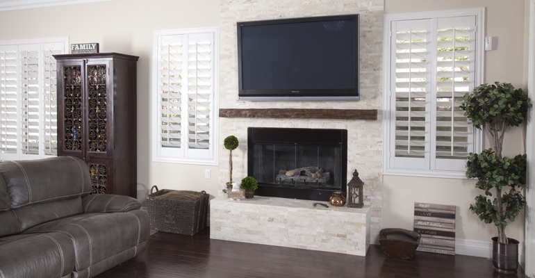 Shutters go with modern spaces incredibly well. interior shutters in St. George living room