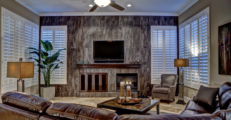 St. George living room with shutters